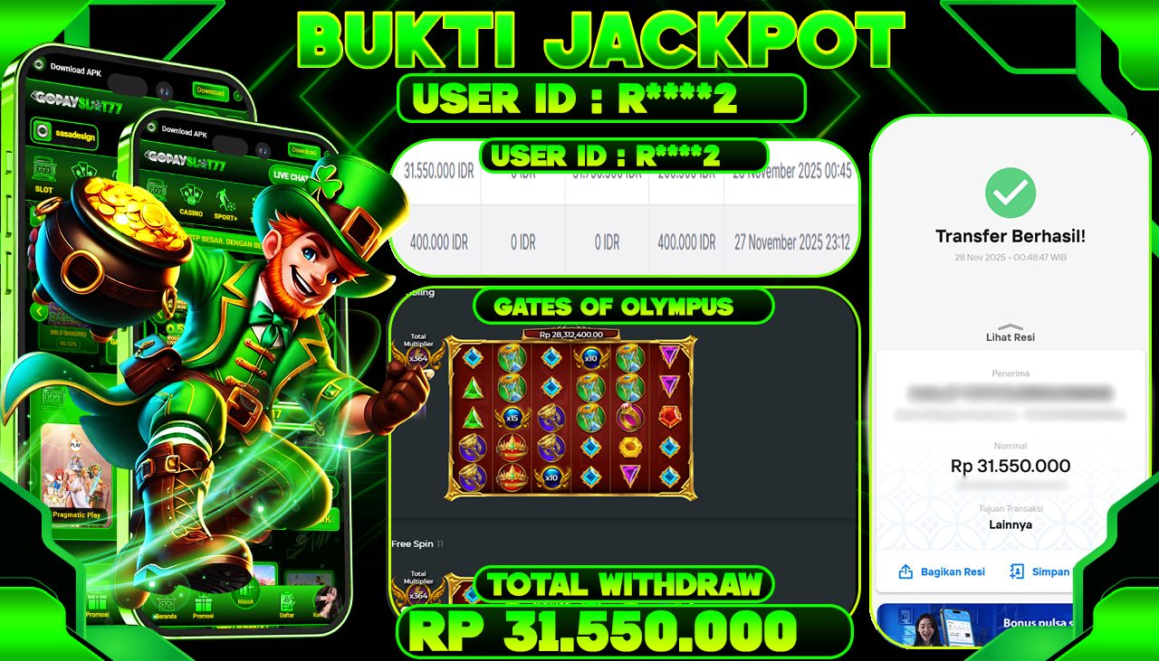 GOPAYSLOT77 JACKPOT PERMAINAN SLOT GATES OF OLYMPUS SUPER SCATTER Rp.31.550.000,- LUNAS